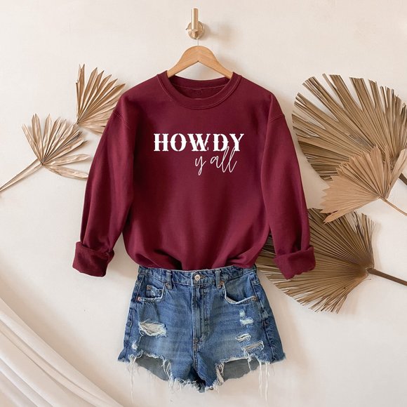 Maroon HOWDY Y'all Sweatshirt - Picture 2 of 4